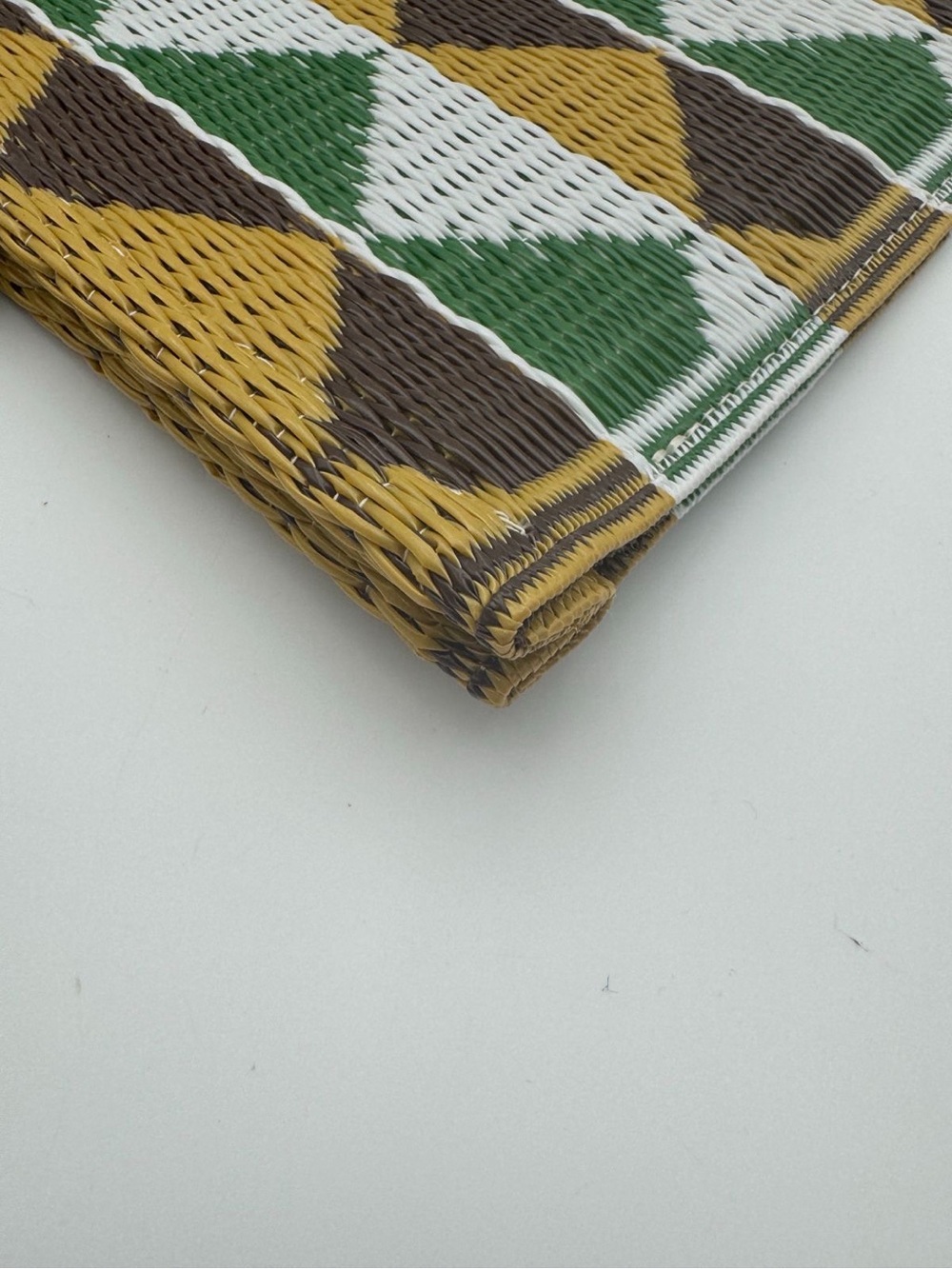Marni Market Flower Café Geometric Woven Tote Bag Made Japan Green Yellow Brown - Picture 8 of 12